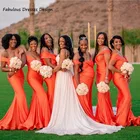 2022 платья подружки невесты с открытыми плечами, Африканское женское длинное оранжевое платье для свадебной вечеринки, Дешевое платье подружки невесты на заказ