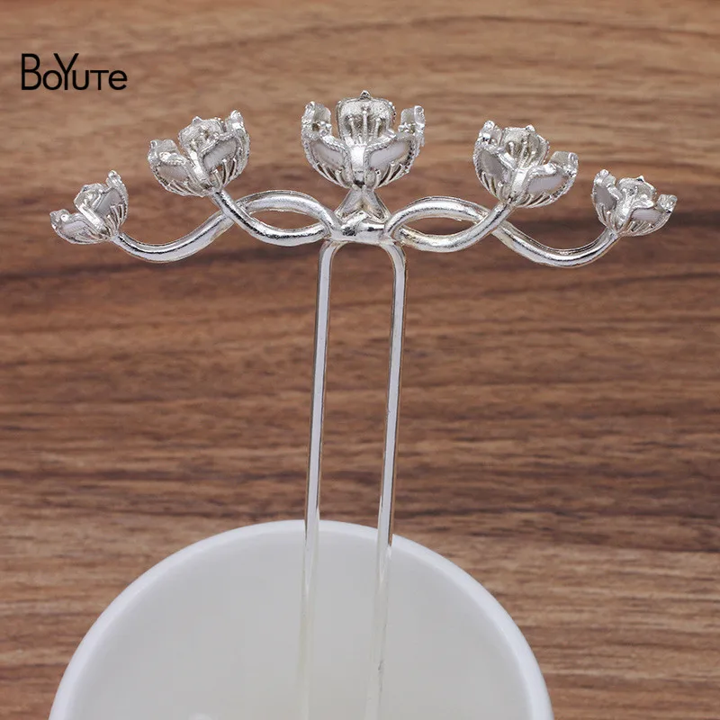 BoYuTe (2 шт./лот) подходит для 6-8-10 мм бусины 79*15*16 Цветочная вилка волос Винтажный