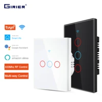 girier tuya wifi light switch smart touch wall switch euus 1 2 3 gang 100 240v works with alexa google home smart life app