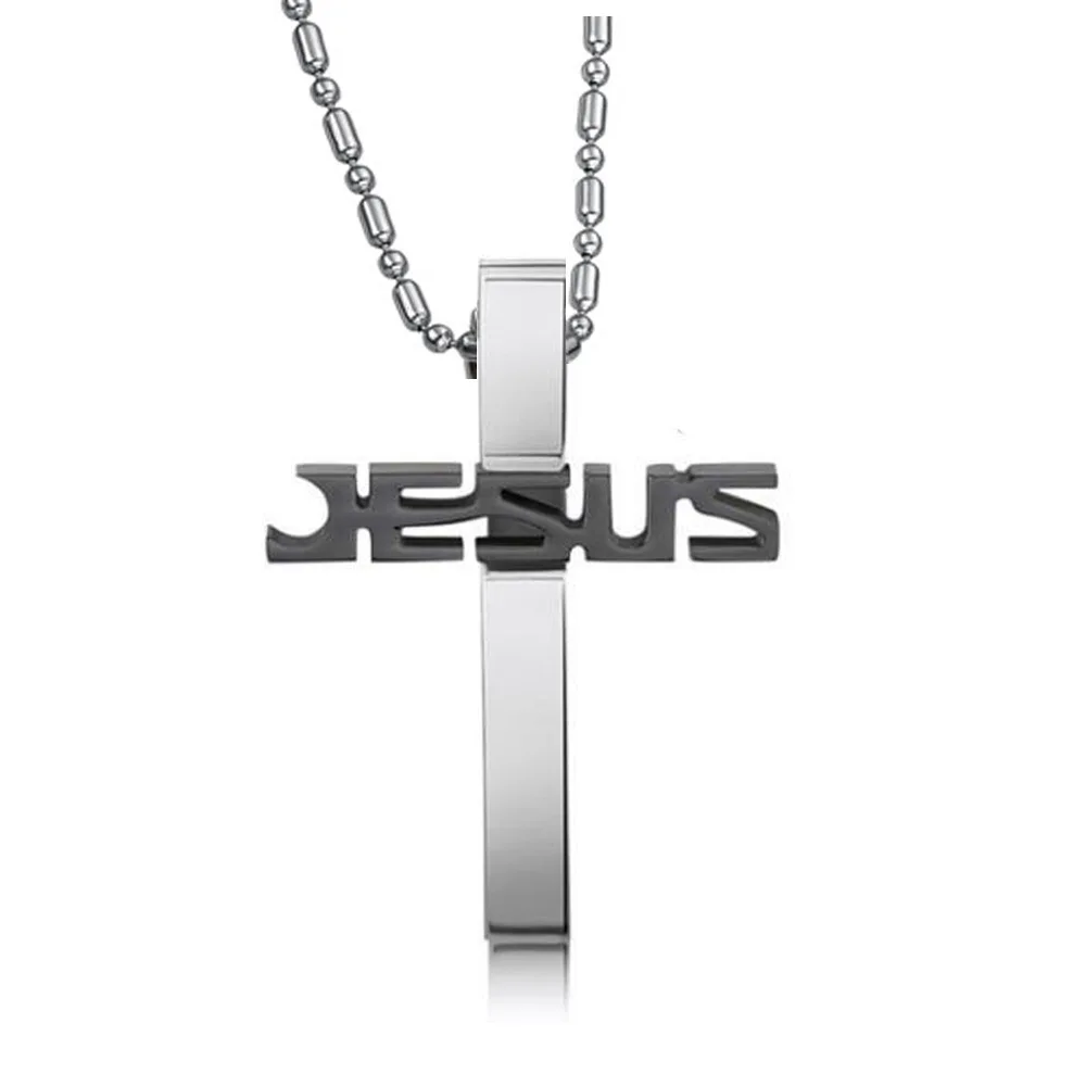 

Simple Cross Necklace Pendant for Men Black Gold Silver Color Crucifix Necklaces Male Religious Christian Female Fashion Jewelry