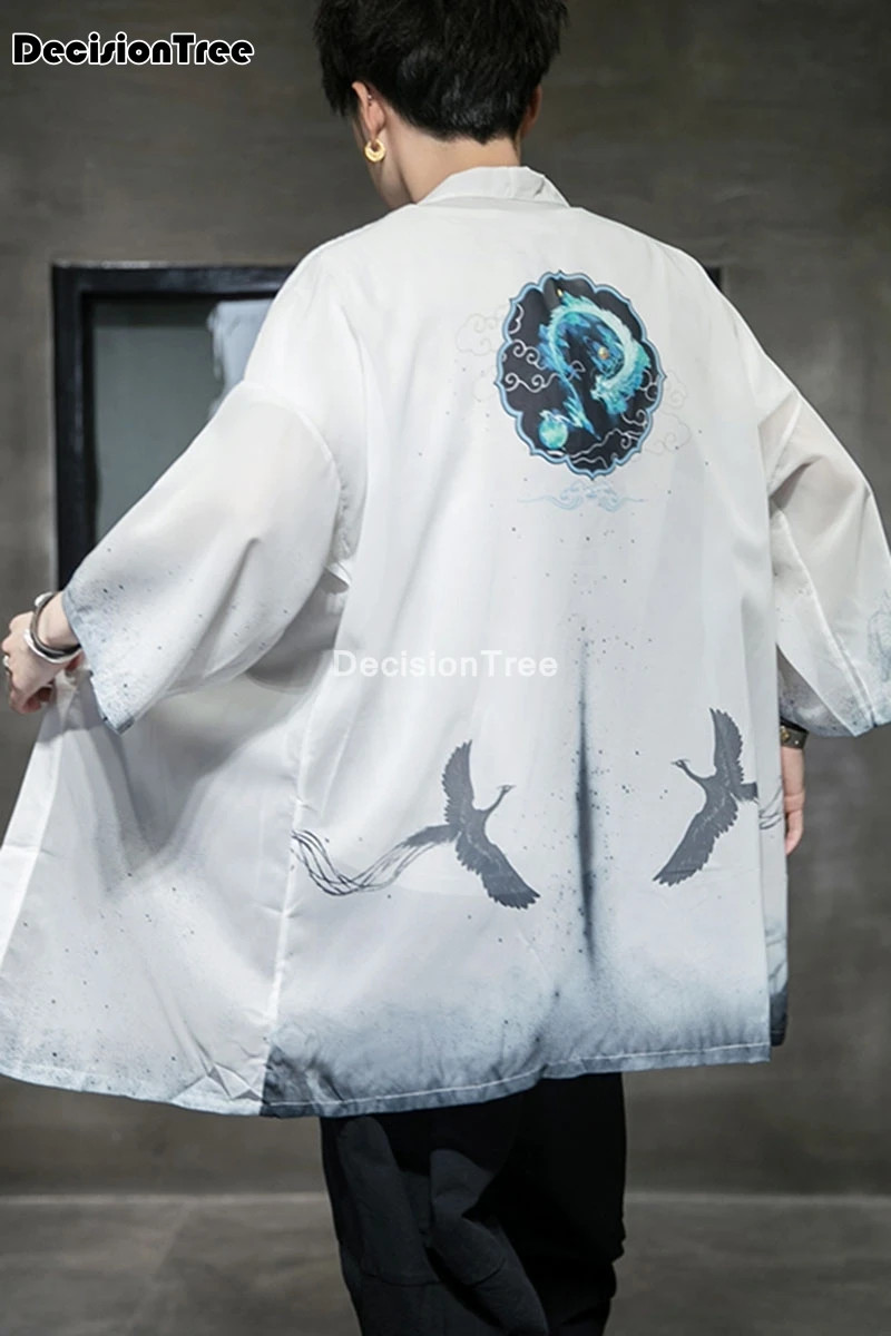 

2021 yukata haori japanese dragon print kimono cardigan men samurai costume asian clothes kimonos mens shirt yukata haori