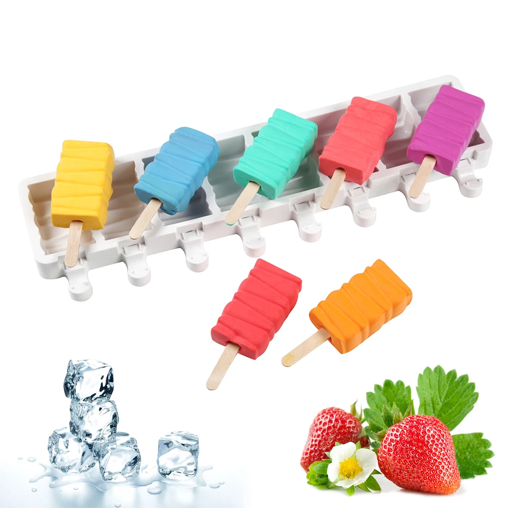 

Silicone Ice Cream Mold DIY Homemade Popsicle Moulds Freezer 8 Cell Building blocks Cube Tray Popsicle Barrel Makers Baking Tool