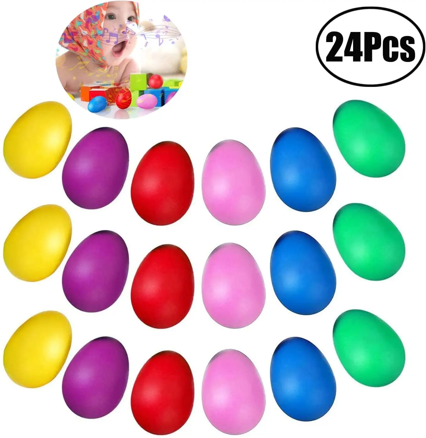 Lvcky набор из 24 яиц-шейкеров музыкальные яйца Искусственные пластиковые для детей