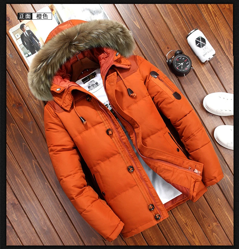 40 Degree Cold Resistant Down Jacket Men Thick Warm 90% White Duck Down Hooded Natural Fur Collar Man Waterproof Mens Down Coat