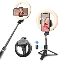 led ring light phone selfie light wireless bluetooth foldable handheld remote shutter tripod with 5inch photography light
