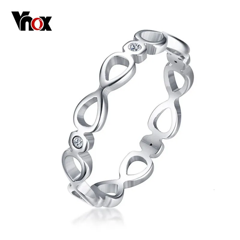 Vnox Новинка 2017 года Бесконечность кольцо для Для женщин Нержавеющая сталь cz
