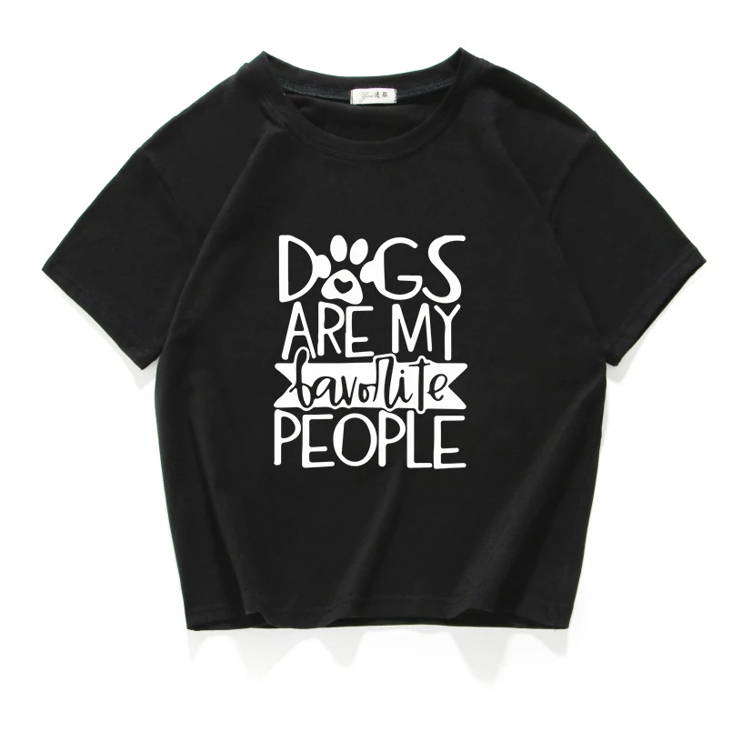

Забавная хлопковая футболка с надписью собак и моих любимых людей, женский короткий топ, летняя футболка с круглым вырезом, Высококачествен...