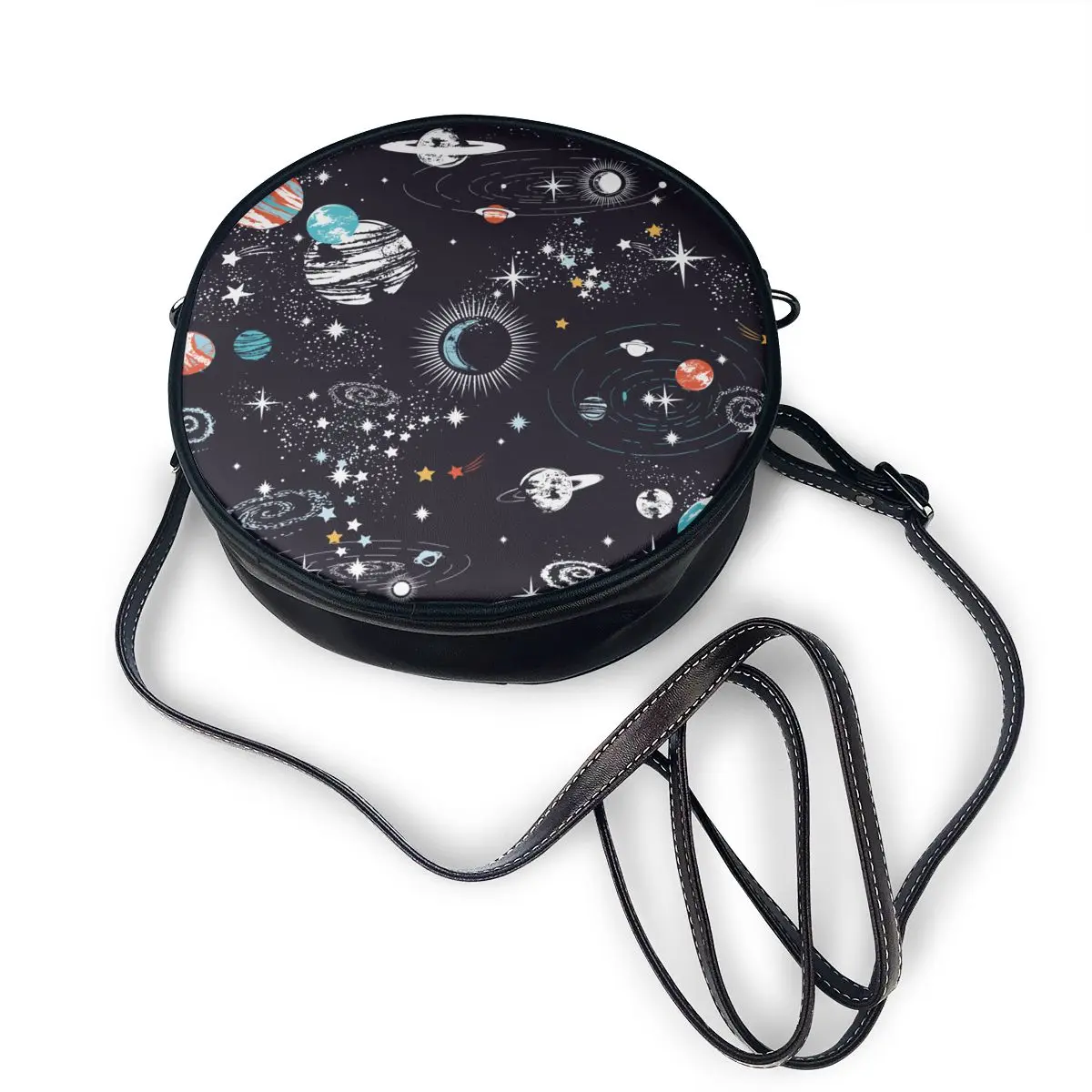 Space Galaxy Constellation Zodiac Star Round Crossbody Cell Phone Shoulder Bag Messenger Bags Fashion Daily Use For Women Wallet | Багаж и