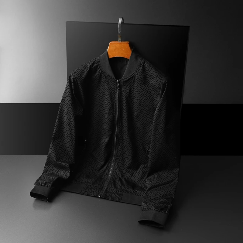 

Oversized Great Men's Bomber Jackets Nice Pattern Black Men's O-neck Jacket Casual Outerwear Coat Autumn Clothing JK8831