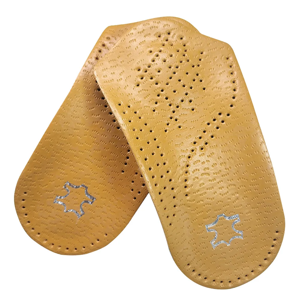 

2pcs Flat Foot 3/4 Length Elastic Practical Artificial Leather Washable Orthotic Insoles Men Women High Arch Corrector Plantar