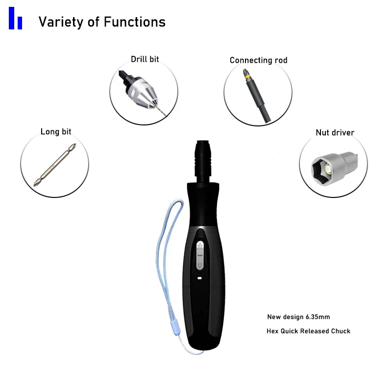 Super Cordless Electrical Screwdriver Mini Power Tool 2000Mah Rechargeable Multifucntion Manual And Automatic Double LED Light |