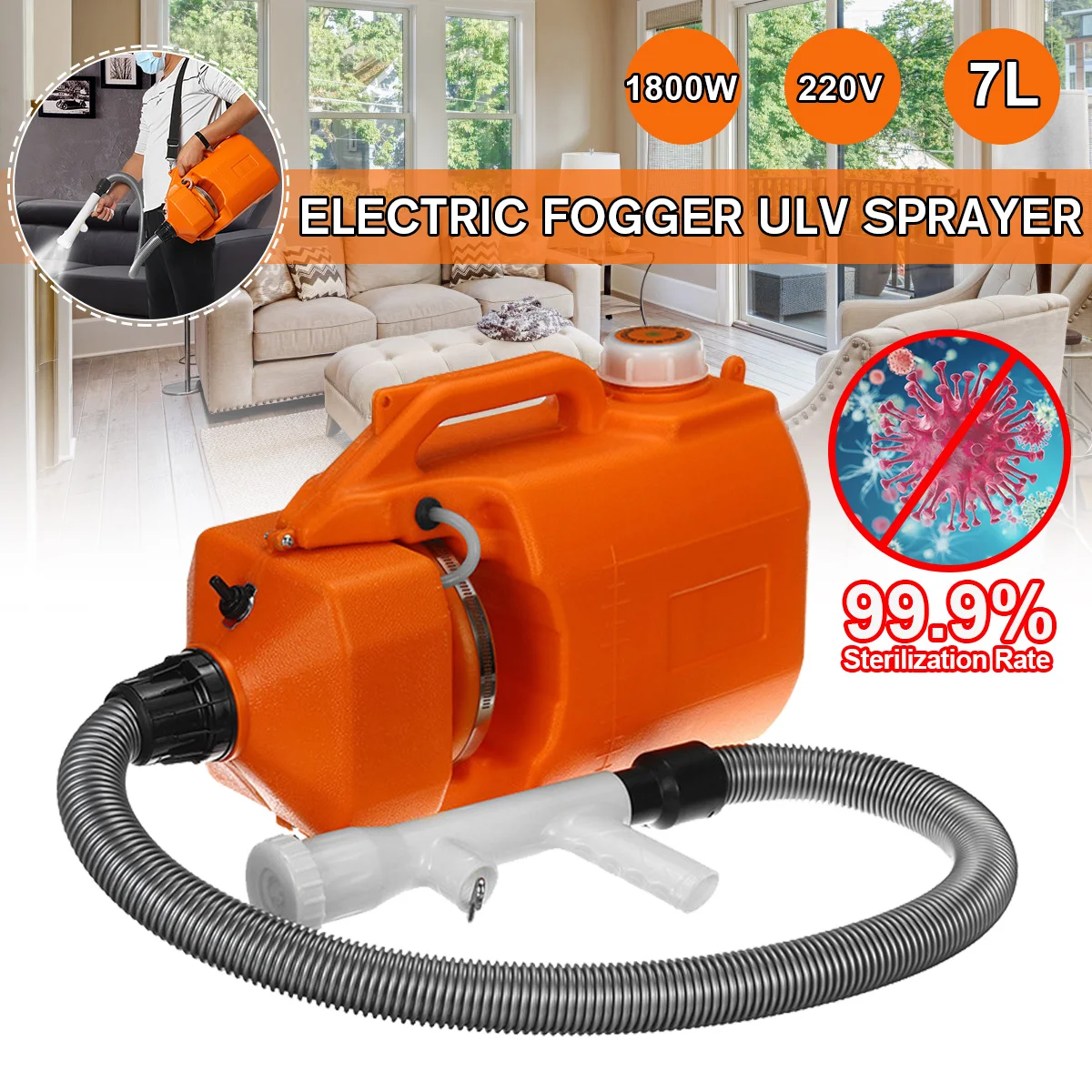 7л Электрический опрыскиватель убийца комаров Дезинфекция машина 1800 Вт