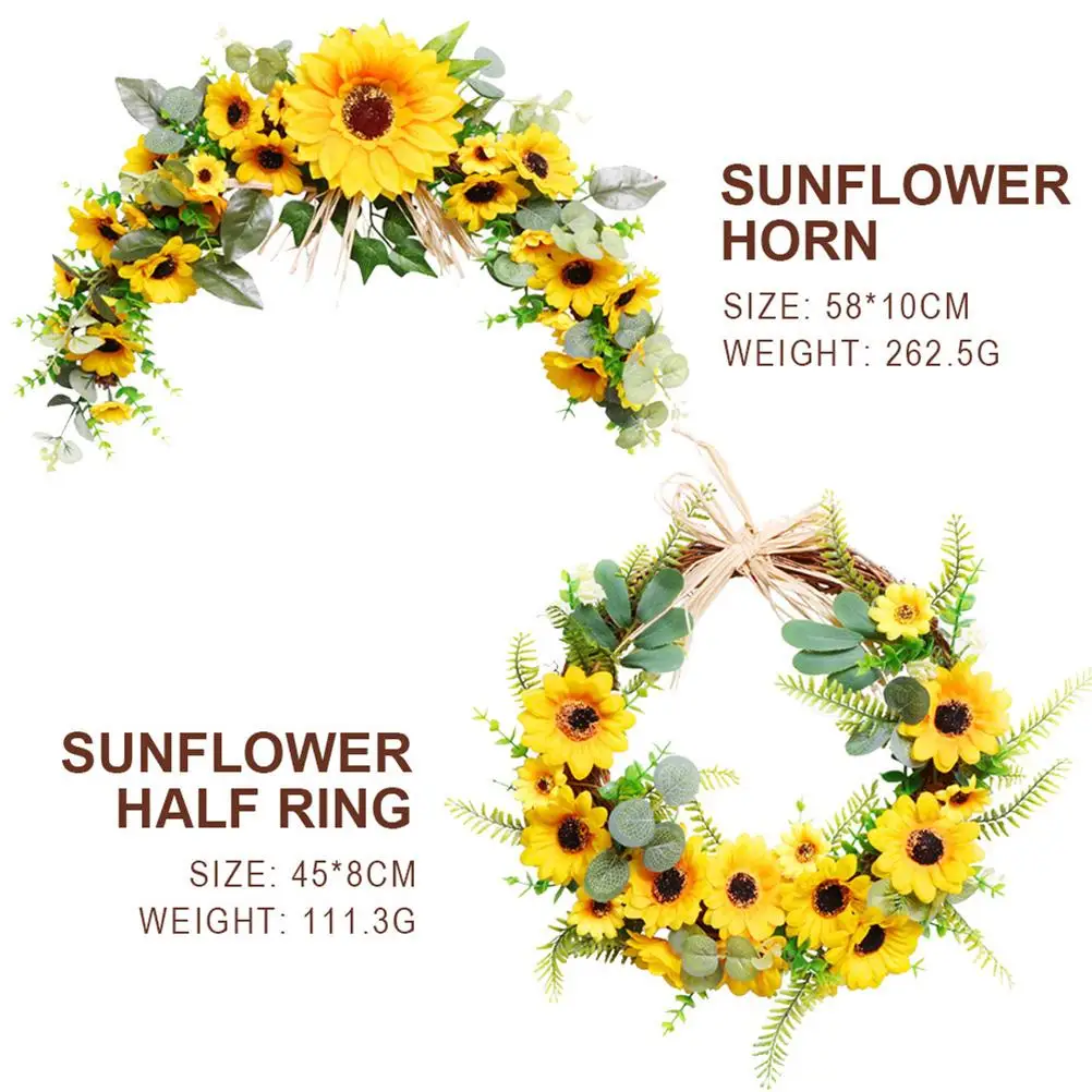 

Artificial Sunflower Wreath Wall Hanging Ornaments Garland Festival Party Spring Decoration for Home Front Door