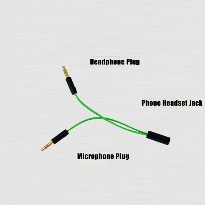

Earphone Cable Headphone Adapter Splitter Headset Microphone for razer H9EB