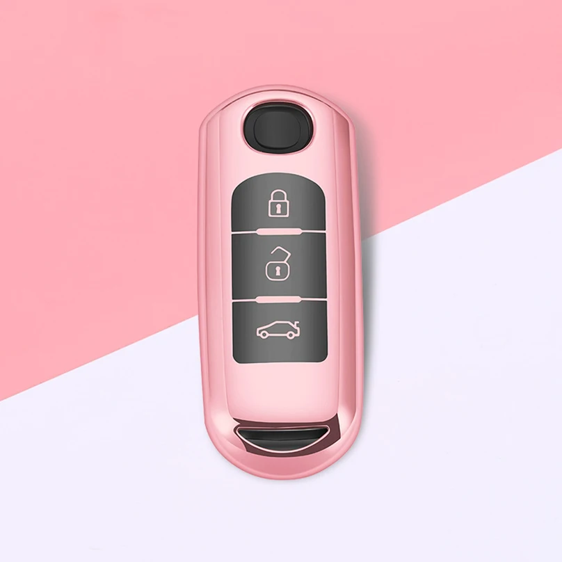 pink Роскошный алмаз ключи чехол Чехол с украшением в виде кристаллов брелок TPU Защитный чехол для Mazda 6 Mazda 3 Axela Atenza CX-7 CX-9 CX-5 CX5 15-18 - Название цвета: pink