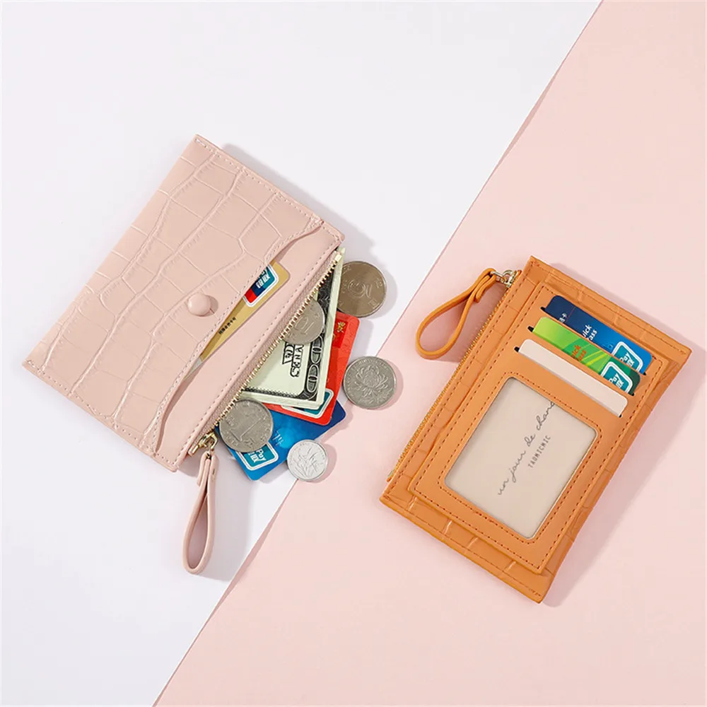 

Mini Women Card Holder Cute Credit Id Card Holders Zipper Slim Wallet Case Pu Leather Coin Purse