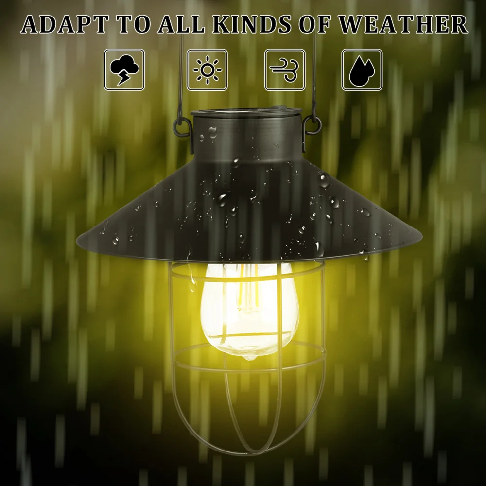 

Mobestech Solar Power Iron Art Portable Lantern Decorative LED Light Solar Hanging Lamp Outdoor Balcony Garden Hanging Lamp (Bla