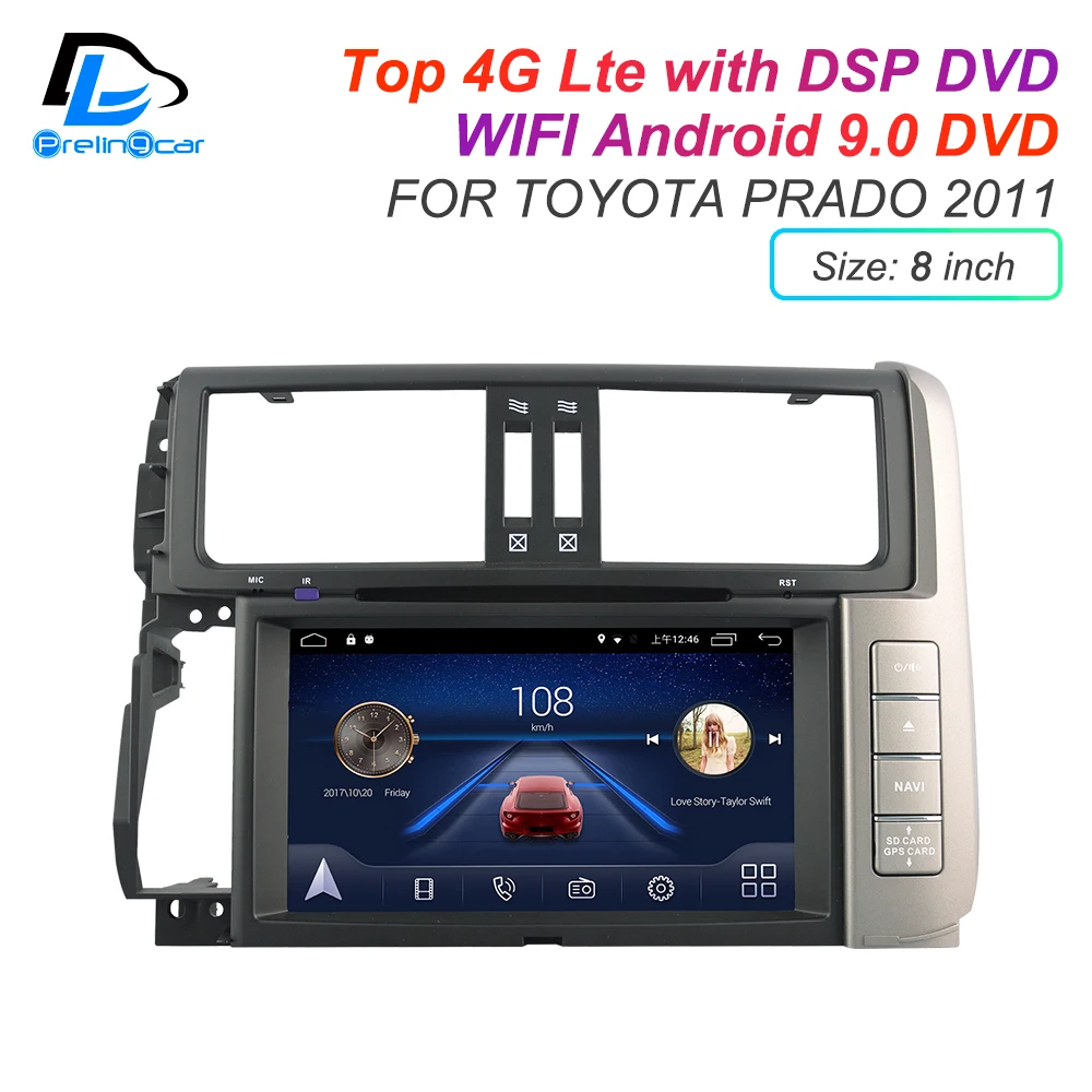 Android 9 0 DSP 4G Lte мультимедийный dvd плеер для TOYOTA Prado LAND Crusier подголовник монитор Радио