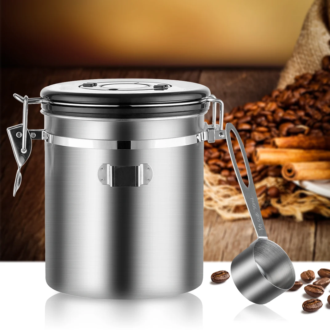 1.5L кофейная канистра с совком герметичный контейнер для кофе из нержавеющей стали контейнер для хранения Набор для кофейных зерен чай