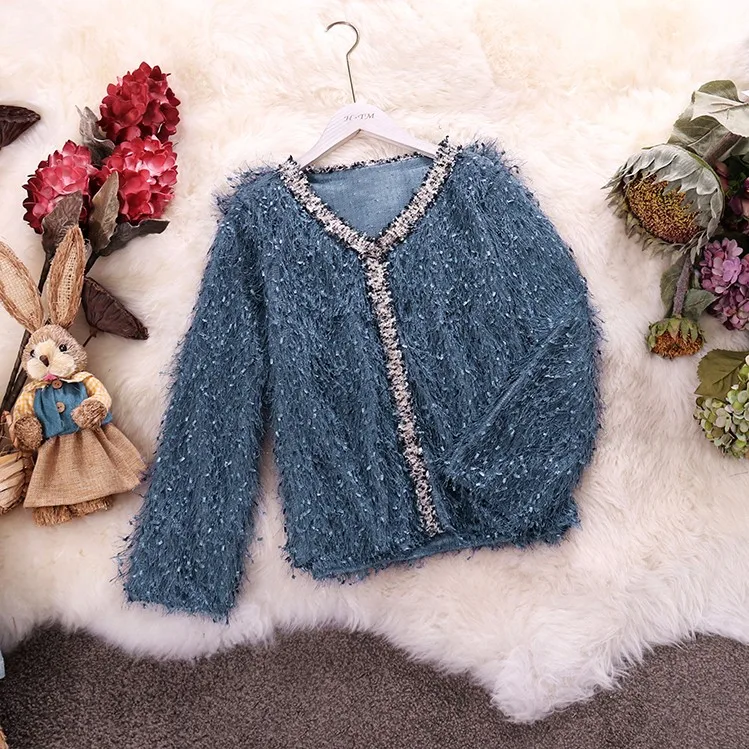 Новинка Осень-зима 2019 женские блузки с V-образным вырезом и длинными рукавами