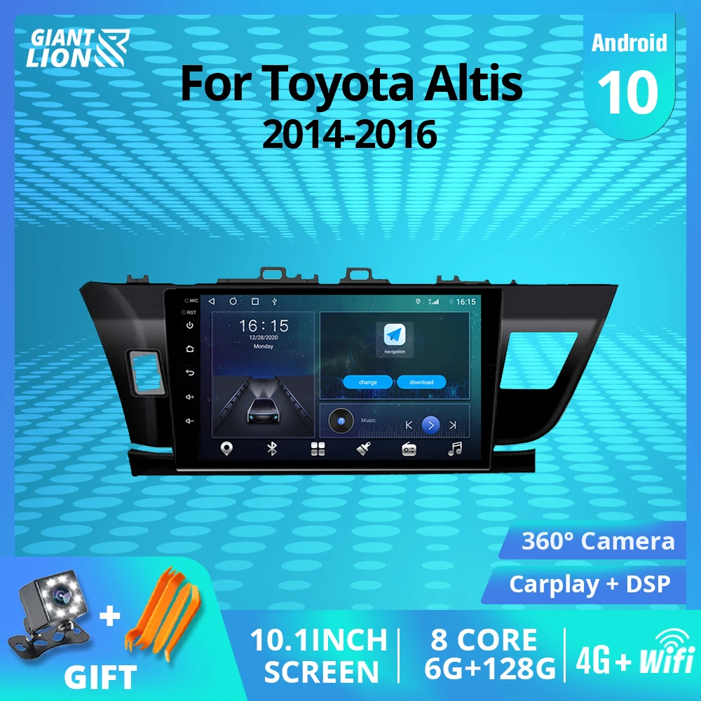 

2DIN Android10 Car Radio For Toyota Corolla Altis 2014-2016 GPS Navigation Stereo Receiver Auto Radio Car Video Bluetooth Player