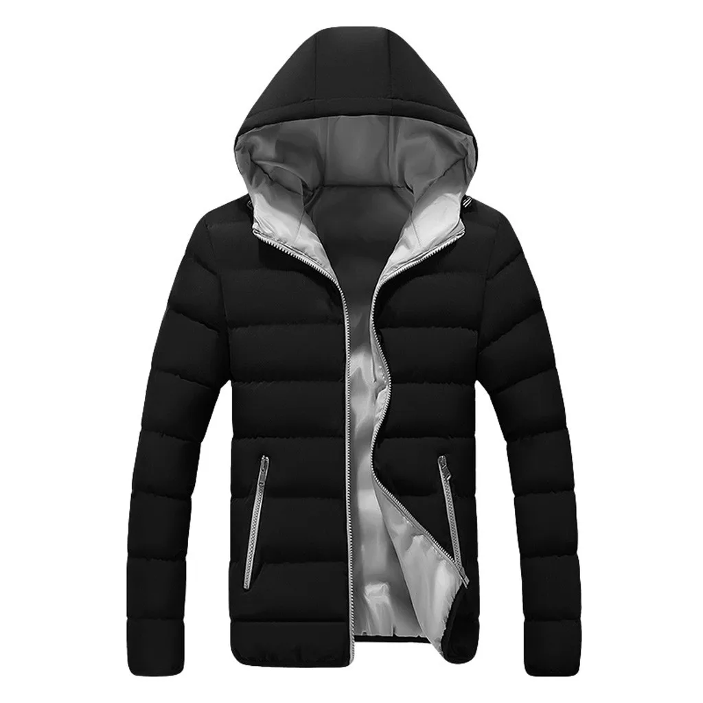 Парка мужская зимняя на молнии с капюшоном толстой подкладке|Мужские парки| |