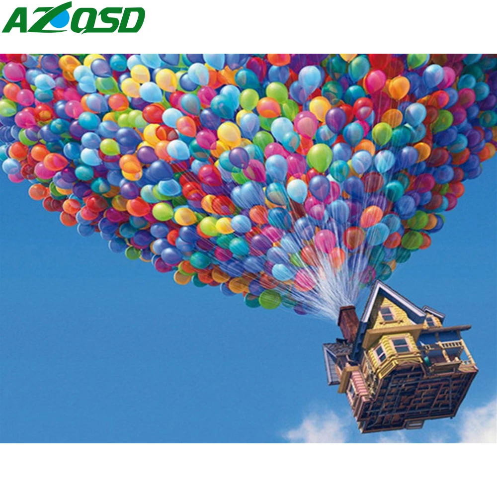 

AZQSD Paint By Numbers Landscape Acrylic Paint Home Bedroom Wall Artwork DIY Pictures By Numbers Hot Air Balloon Handmade Gift