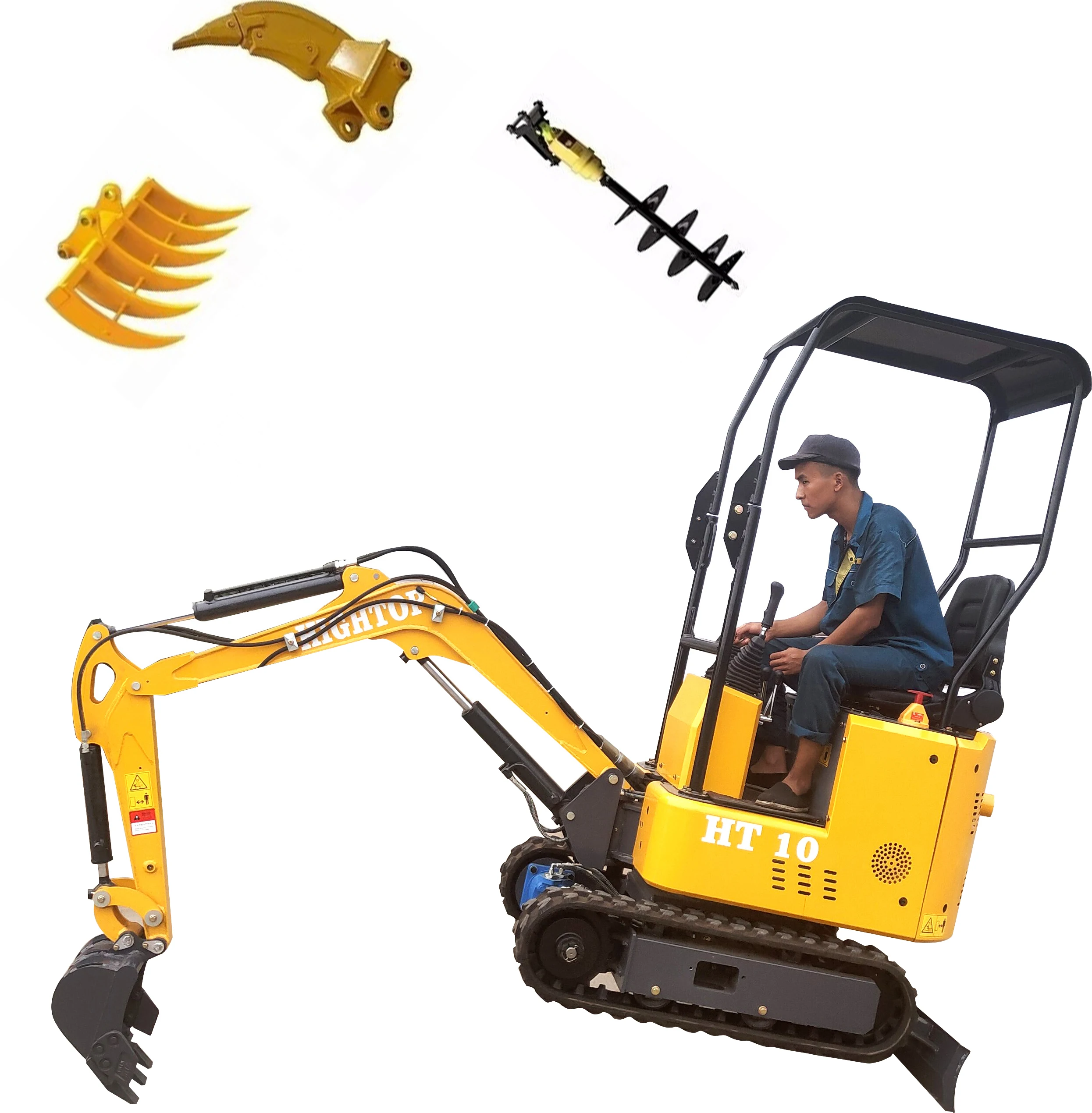 Мини экскаватор 1 тонна микро маленький Диггер с резиновой дорожкой для садовой