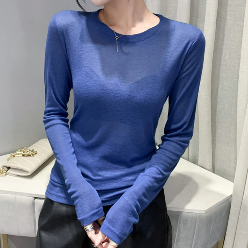 Poleras Mujer Новая Черная Женская футболка с круглым вырезом весенняя одежда для