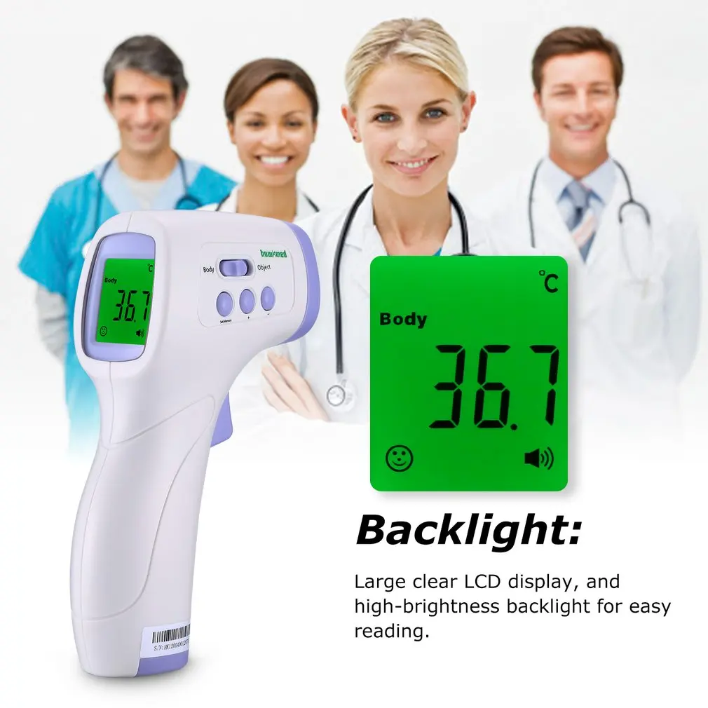 Бесконтактный инфракрасный термометр для тела и лба взрослых детей цифровой