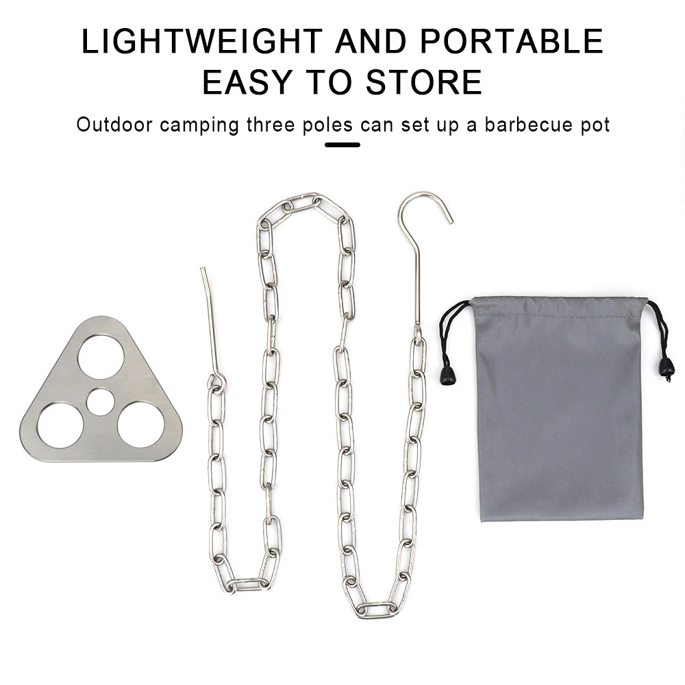 

Outdoor Camping Portable Triangular Hanging Pot Bracket Barbecue Rack Branch Multifunctional Picnic Ring Hook Camping Tool