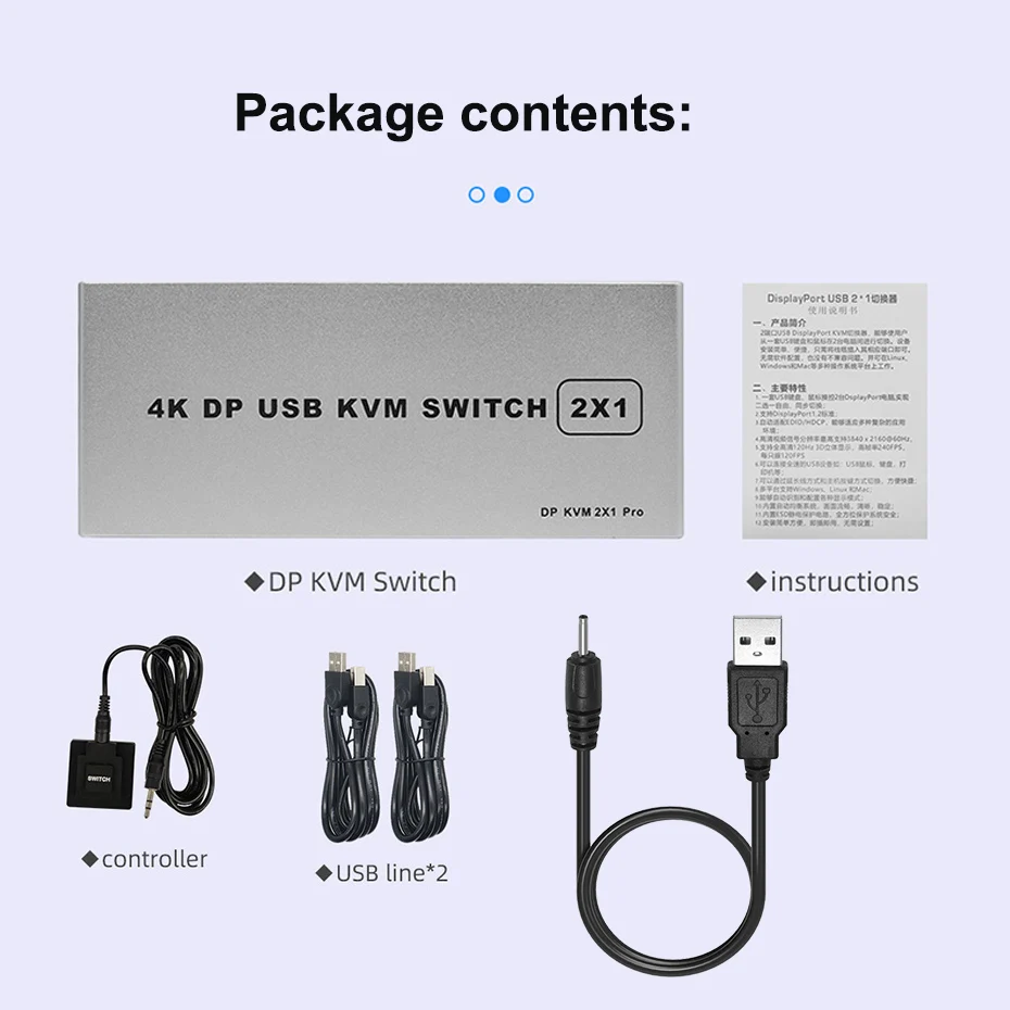 KVM консоль с двумя портами 2x1 USB порта дисплея 4K DP 1 2 коммутатор 4KX2K/60Hz 2K/144Hz порт в
