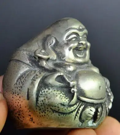 Старое тибетское китайское буддистское серебро ruyi счастливый смех Будда матрея