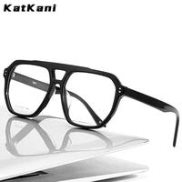 katkani new mens double beam big frame retro sheet eyeglasses frame fashion transparent optical prescription glasses frame 3019
