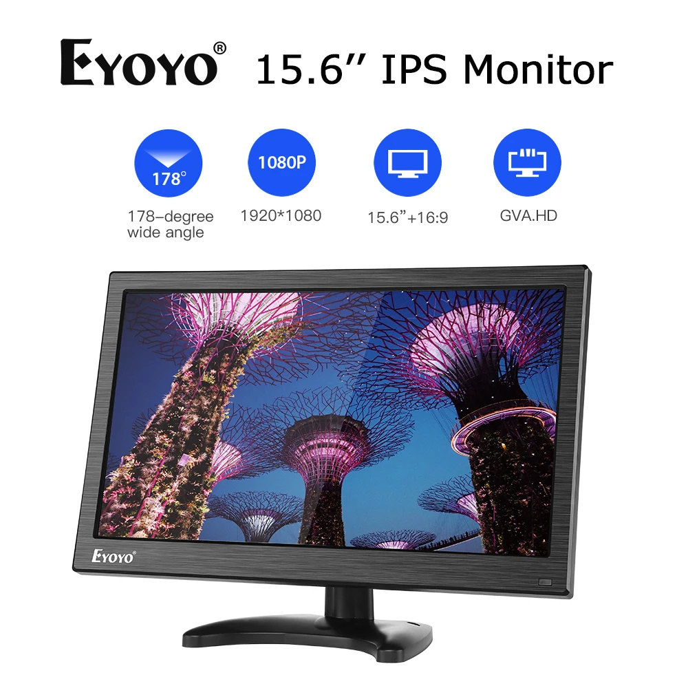 Eyoyo EM15Y 15 6 дюймов IPS экран монитор ТВ компьютер дисплей FHD 1920x1080 с AV VGA BNC USB HDMI для ПК