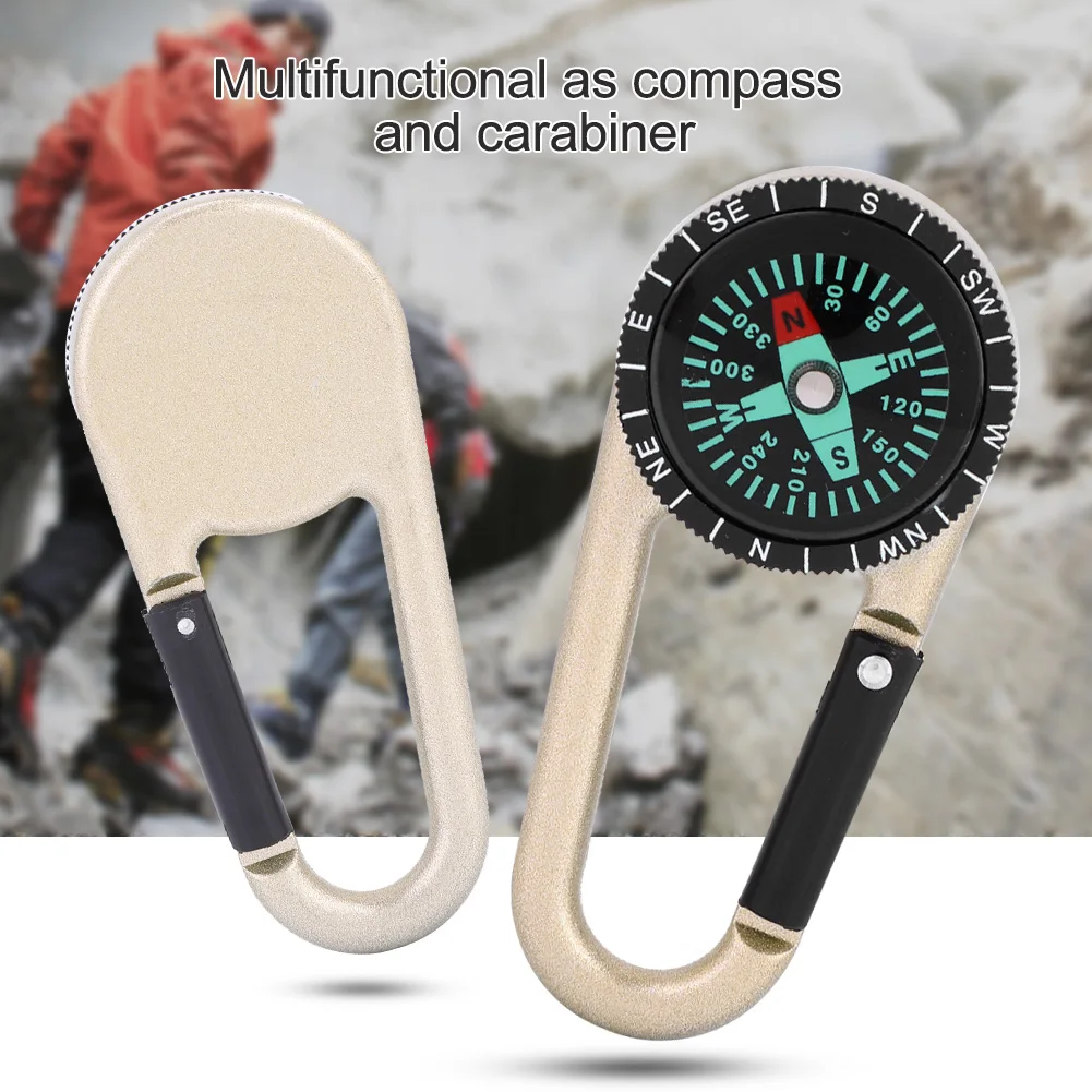 

Mini Waterproof Metal Carabiner with Mini Compass for Camping Mountaineering hiking Multifunctional Carabiner