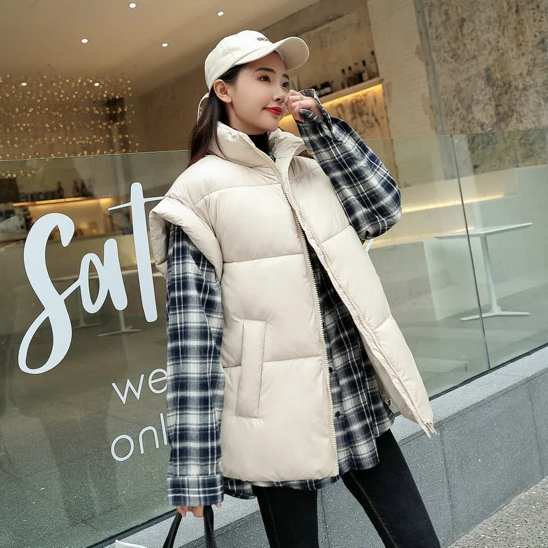 Женский жилет с воротником стойкой без рукавов|Жилеты и безрукавки| |