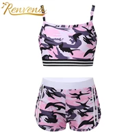 yoga sets kids girls camouflage sweatsuit crop top bottoms printed tracksuit gymnastics workout fitness outfit sports clothes