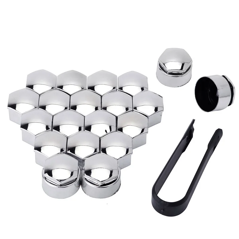 NS Modify 20pcs 17mm Car Tyre Wheel Hub Covers Wheel Nut Bolt Head Cover Cap Locking Caps For Audi A4 A5 A6 Q3 Q5