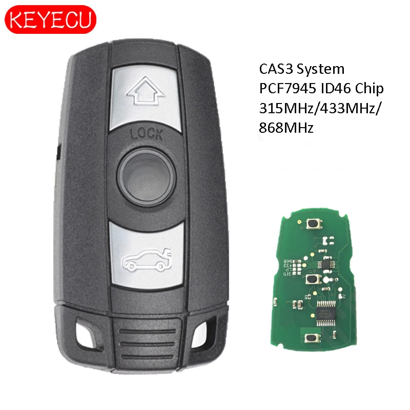 

KEYECU умный дистанционный ключ 3B 315 МГц/433 МГц/868 МГц для BMW 1/3/5/7 серии CAS3 X5 X6 Z4 автомобильный передатчик управления ID46 PCF7945
