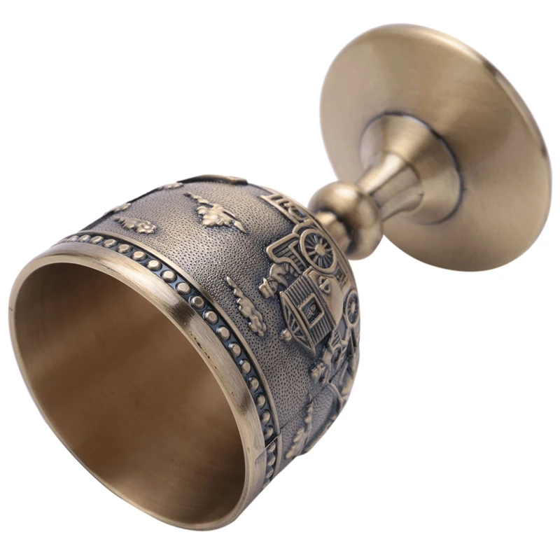 

Classical Metal Wine Cup Handmade Small Goblet Household Copper Wine Glass Carving Pattern