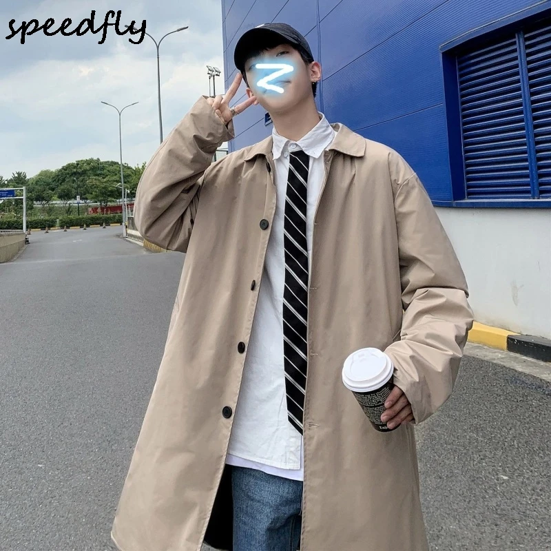 

Мужской уличный плащ, длинная куртка оверсайз, винтажная черная ветровка, в стиле хип-хоп, в стиле Харадзюку, осень 2021