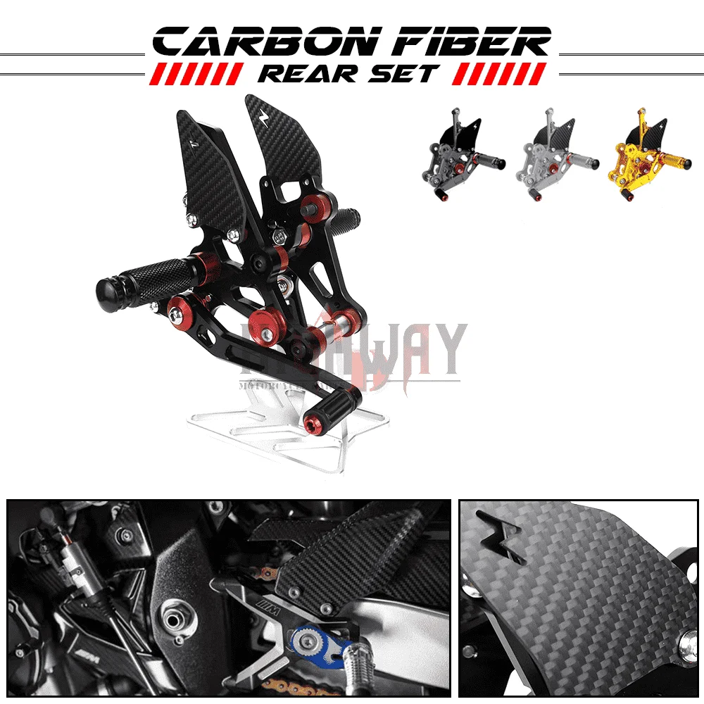 

Carbon Fiber & CNC Motorcycle Rear Set Footrest Pegs Rearset Accessories For YAMAHA MT07 XSR700 XSR 700 FZ07 FZ 07