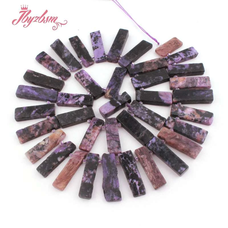 5x10-7x33mm Charoite опал, кварц, Агатовая палочка рыхлый натуральный камень бусины для DIY для изготовления украшений ожерелья Браслет серьги 15" - Цвет: Charoite