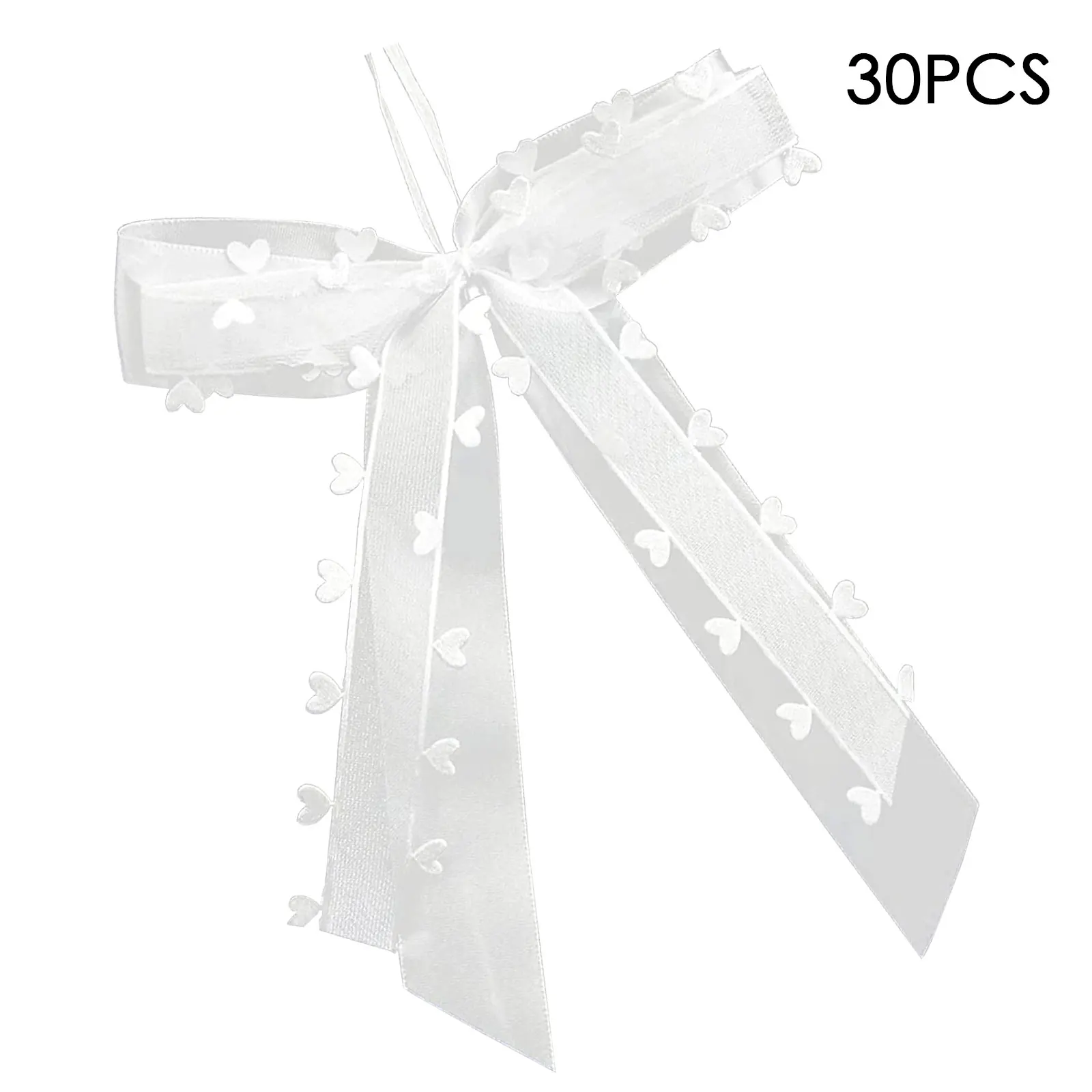 

30Pcs Bow Knots Ribbon White Beige Wedding Pew End Decoration Bows Party Car Chairs Home Decorations Bowknots Decor Accessories