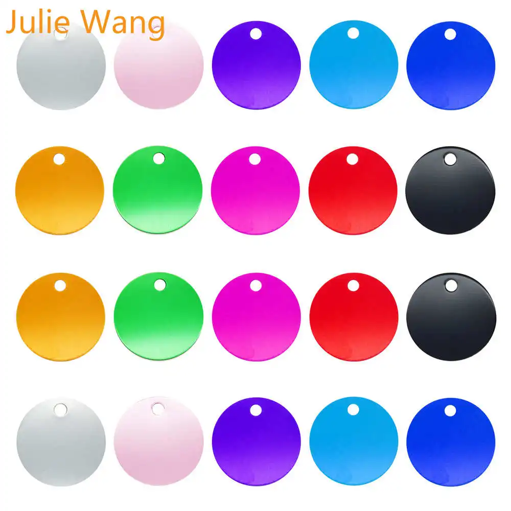 Julie Wang 10 шт Pet Id Dog тег амулеты круглой формы алюминиевое имя номер телефона пустой