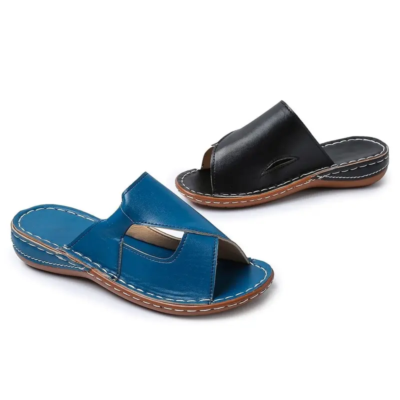 

Summer Women's Sandals Flats Buckle Strap Ladies Slides Comfortable Home Beach Slip on Wedges women Shoes Plus women Slippers