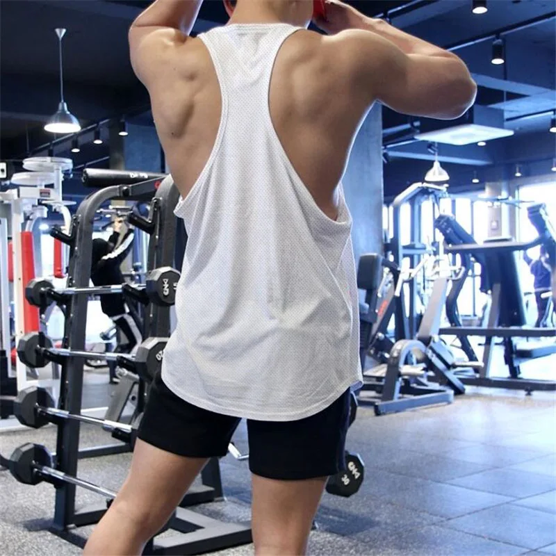 

New Summer Brand Vest Mesh Gym Clothing Mens Tank Tops Sleeveless Shirt Bodybuilding Equipment Fitness Men's Stringer Tanktop