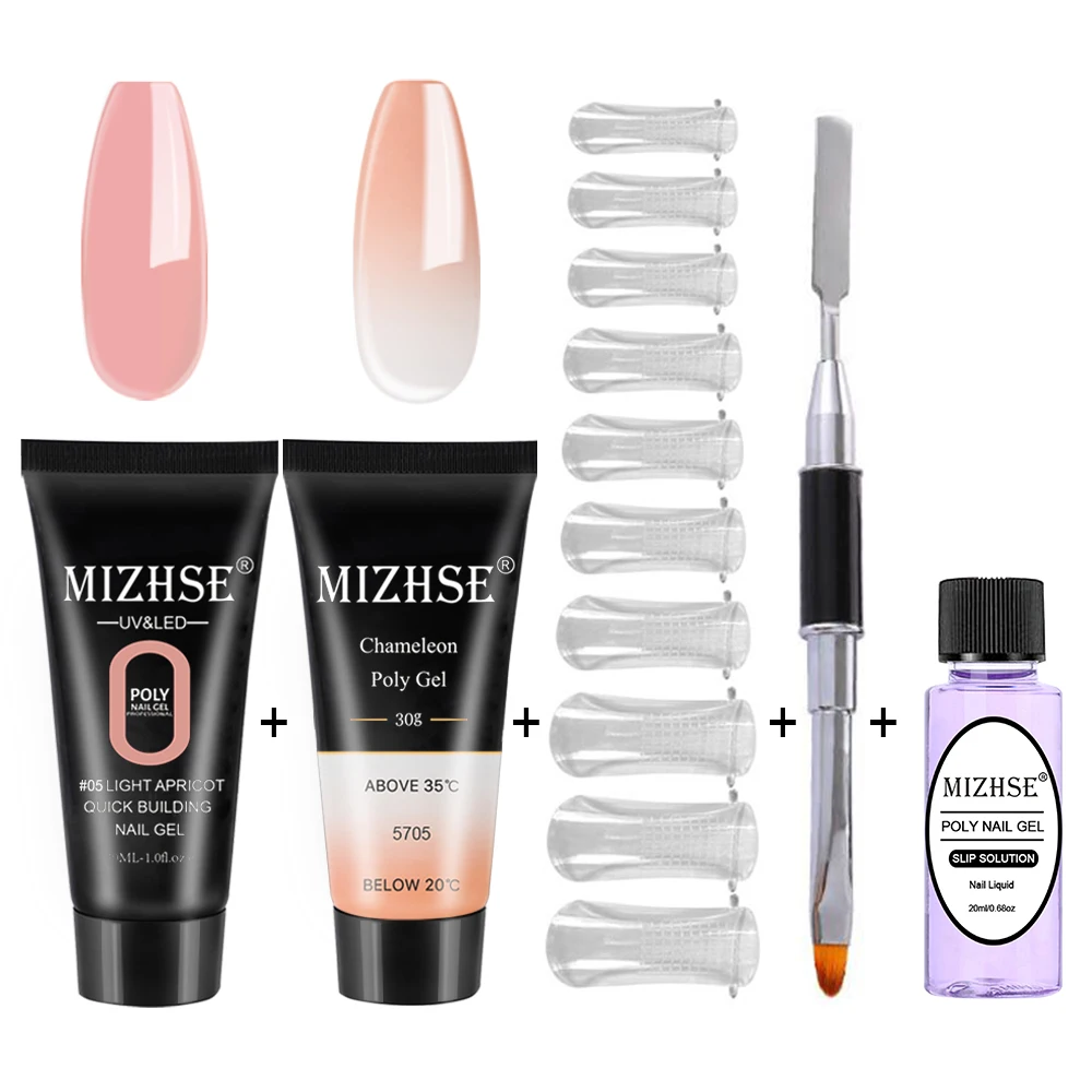 MIZHSE Crystal Jelly Gum Poly Gel Set 30ml Crystal Jelly Builder Nail Finger Extension Hard UV Gel Lacquer Manicure Tips - Цвет: P05 and WB5705