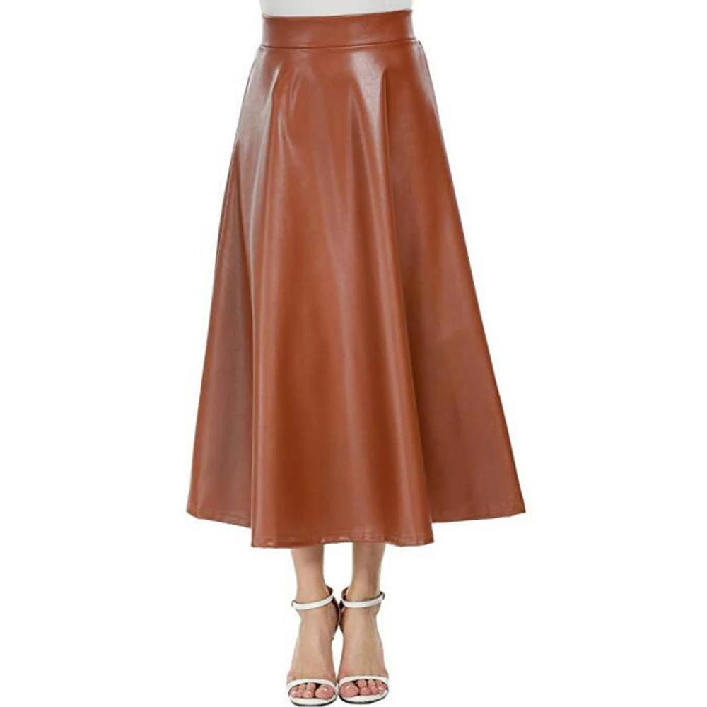 Осенняя юбка макси из искусственной кожи в готическом стиле длинные юбки женская